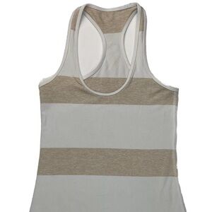 Med Lululemon Tan / White Striped CRB Cool Racer Back Tank Top 24”chest 24”L